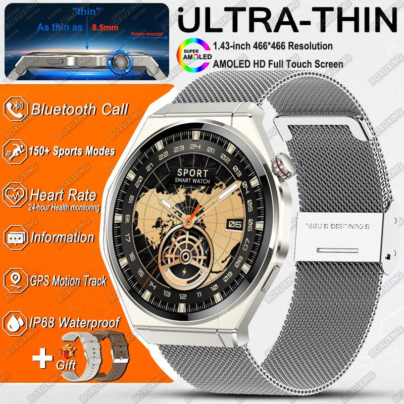 New Ultra Thin Smart Watch Men HD AMOLED GPS Track NFC IP68 Waterproof 150+Sports Health Monitor Bluetooth Call Smartwatch Woman