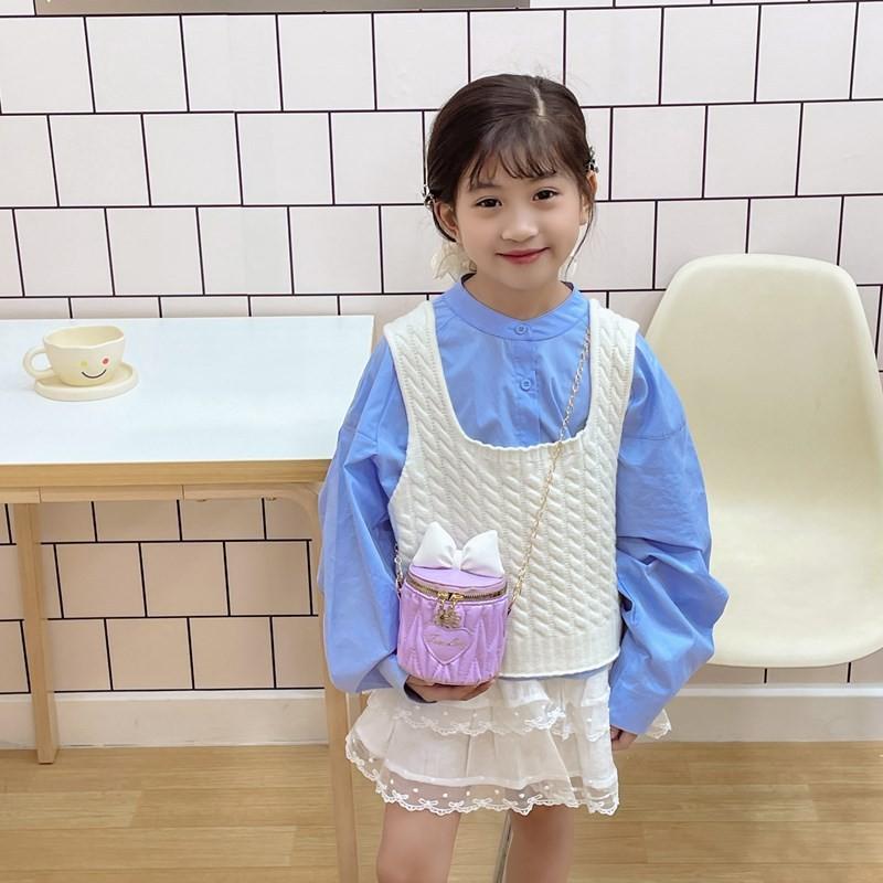 Solid Bow Color Children Cute Butterfly Knot Water Bucket Bag Daily Use Casual