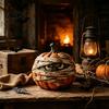 Rustic Wooden Pumpkin Decor Halloween Figurine, Spooky Ornament, Fall Thanksgiving Home Tabletop Accents Table Centerpiece for Party Tiered
