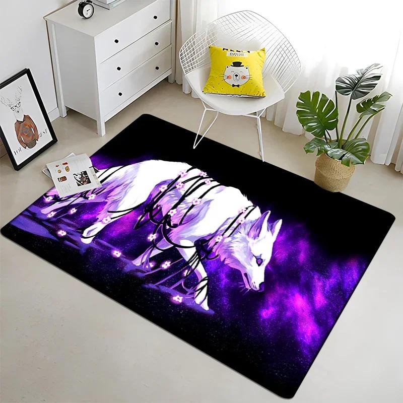 Wolf and Moon Pattern Carpet for Living Room Bedroom Home Decor Non-Slip Sofa Coffee Table Large Area Rug Soft Yoga Floor Mat