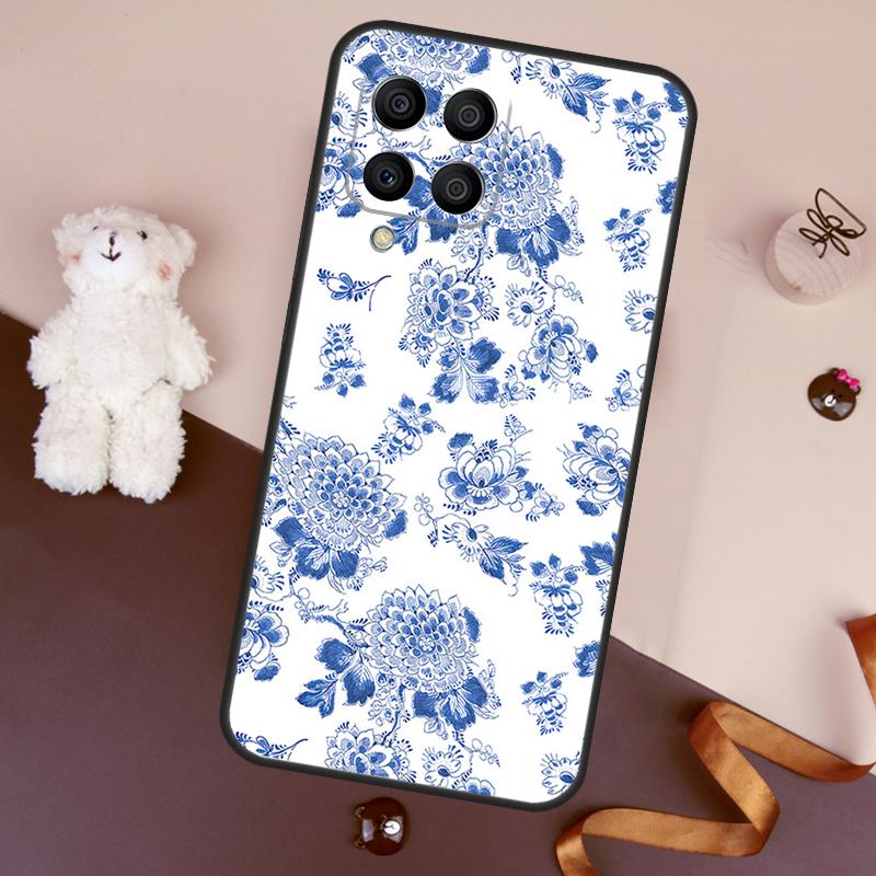 Blue and White Porcelain Case For Samsung Galaxy M11 M31 M21 M53 M13 M32 M52 M15 M35 M55 M14 M34 M54 M06 M16 M36 M56