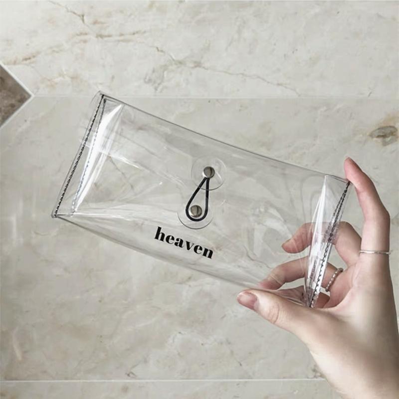 

Transparent Pencil Case Makeup Cosmetics Storage Bag Pencil Bag Cute Stationery Holder School Office Supplies чёрный