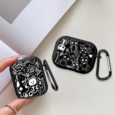 Case For Airpods Pro3 Pro 3 4 2 Pro2 1 Earphone Cases Cover Black Cat Print