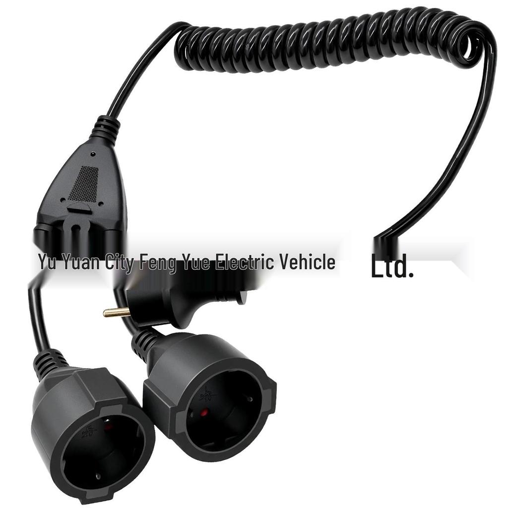 2m 1.0SQ PU Spring Wire EU Standard Male to Female European Power Extension Cord