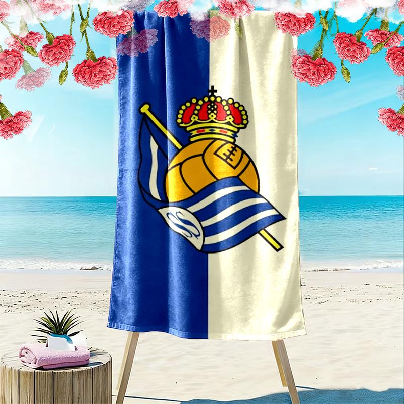 Asciugamano da Spiaggia Stampa Real Sociedad, Asciugamano Grande Morbido Asciugatura Rapida per Spiaggia Campeggio Nuoto