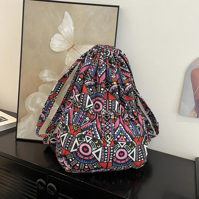 

WTEMPO Ретро элегантный универсальный рюкзак с принтом, сумки для спорта на открытом воздухе, большой емкости, легкий дорожный рюкзак, сумки для фитнеса, сумки для йоги 32*15*49cm красный