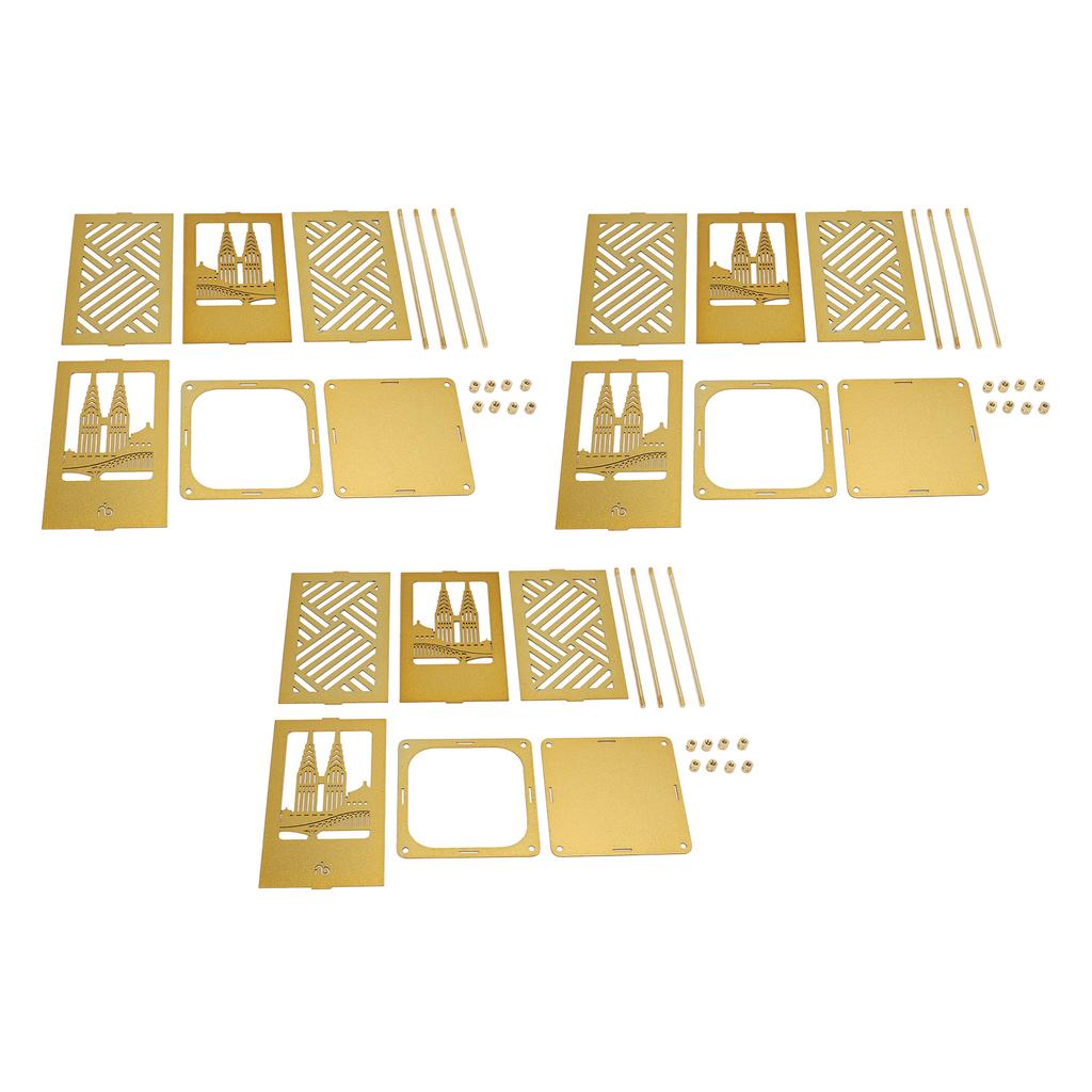Metal Assembled Pen Holder Gold Architectural Pattern Quadrate Surfaces Plating DIY Pen Holder for