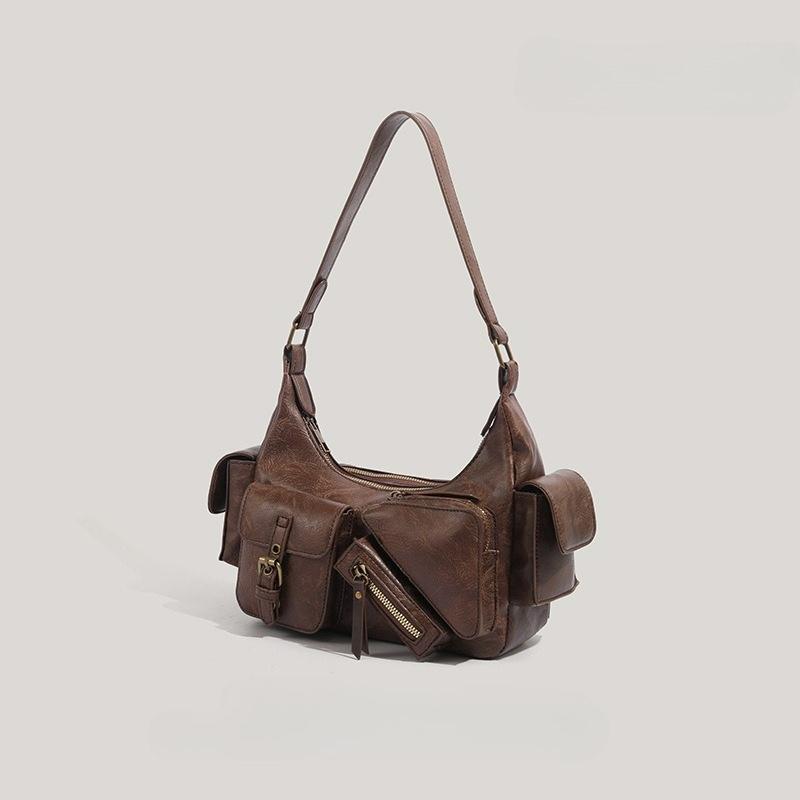 Retro Ein Schulter Unterarm Süß Cool Würziges Mädchen Motorradtasche Saison Handtasche