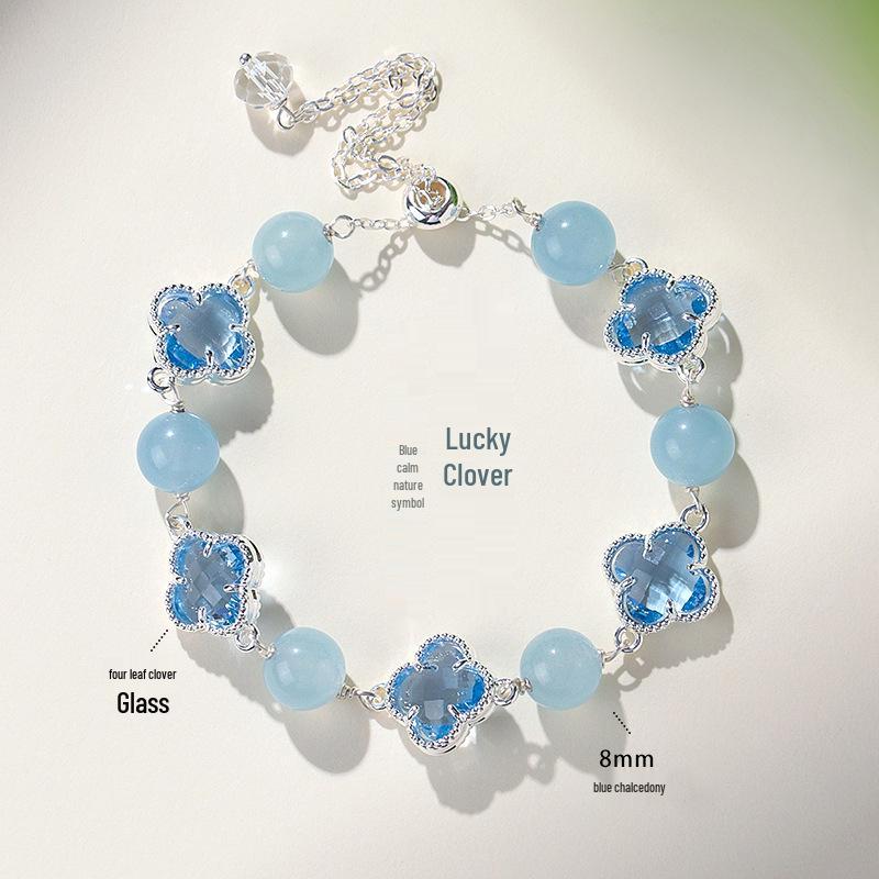 

Браслет женский Счастливый клевер с аметистом и розовым кварцем - Четырехлистный клевер Легкая роскошь Модная бижутерия.