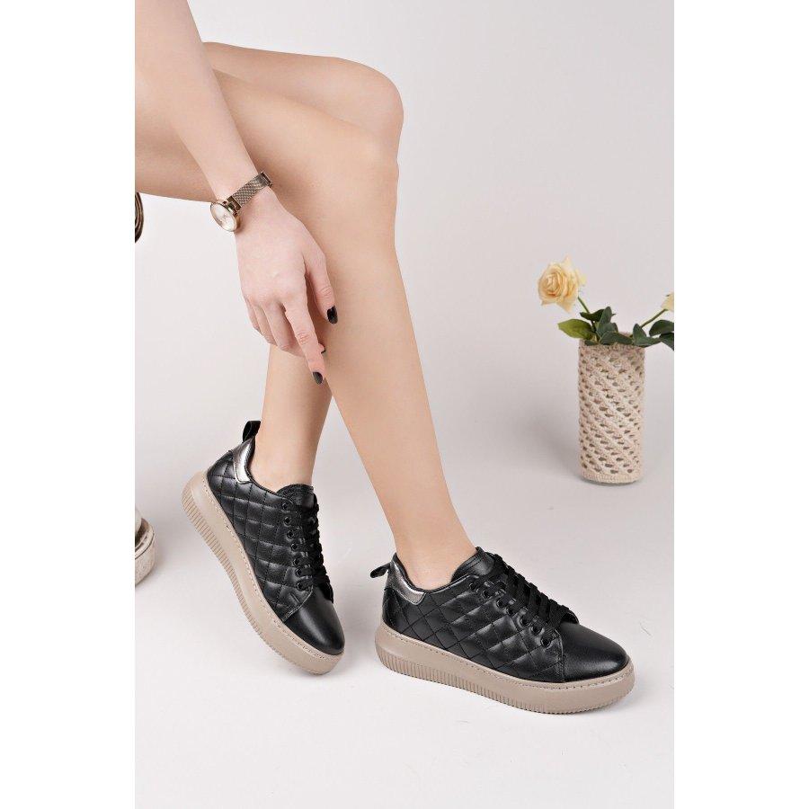 Damen-Sneaker aus echtem Leder mit dicker Sohle