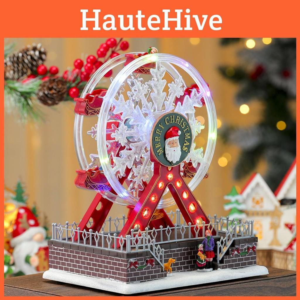 Claus Themed Santa Luminous Ferris Wheel Music Box For Christmas Decoration