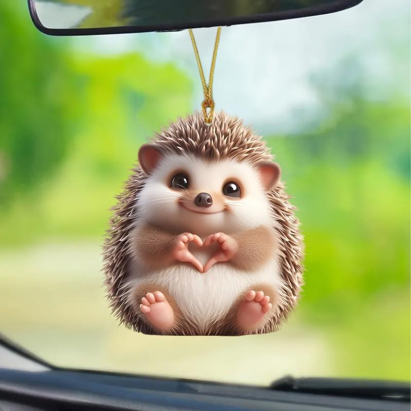Flat Surface Acrylic Pendant Cute Hedgehog Finger To Love Heart Design Decor For