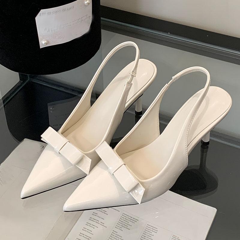 

Fashion Footwear Butterfly-Knot Ladies High Heels Shoes New In 2025 Fashion Pointed Toe Women Thin Heels Pumps Shoes Female Slingbacks 35 бежевый