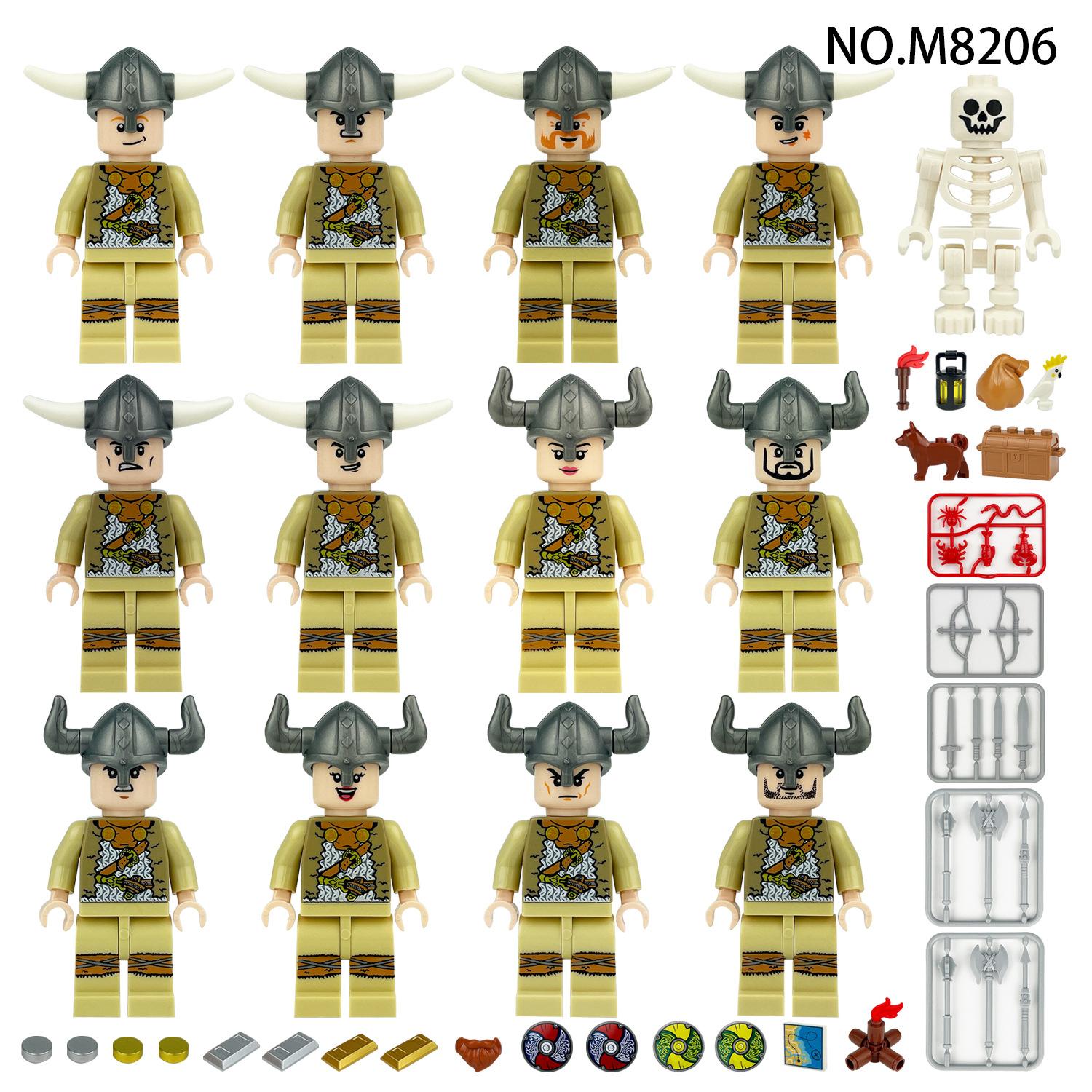 

12 шт. Креативная серия Воин-викинг Солдат Минифигурка Конструктор Игрушки