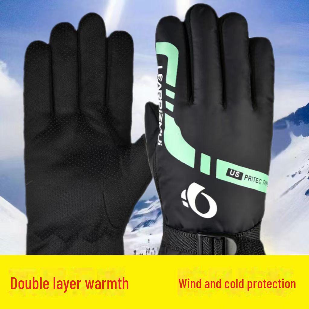 

Мужские зимние велосипедные перчатки: Теплый, морозостойкий, ветрозащитный, водонепроницаемый, утолщенный бархат для езды на велосипеде и мотоцикле. One Size светло-зеленый