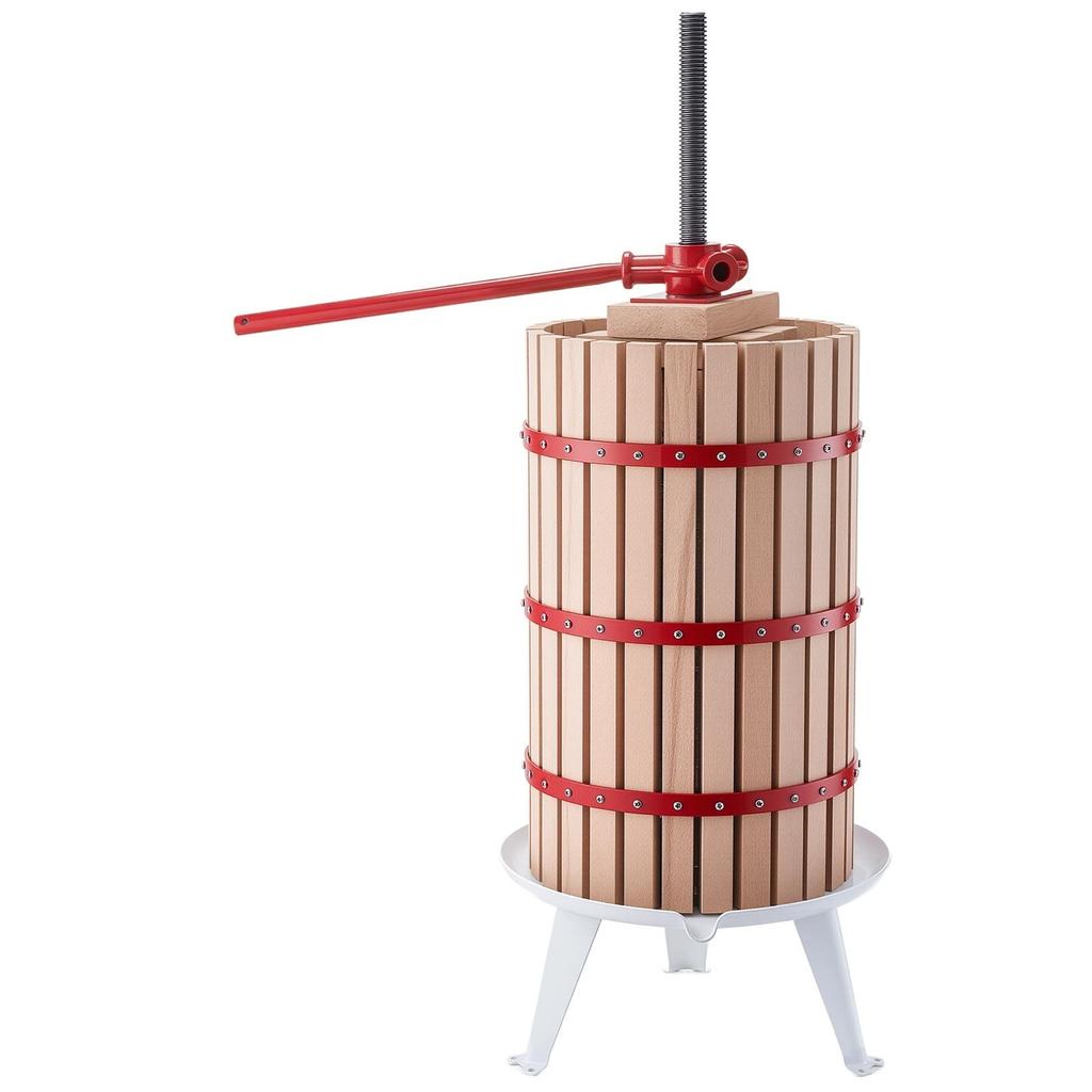 Fruit Wine Press, 7.93Gal/30L Manual Juice Maker, Solid Beech Wood Basket, Vintage Traditional Juicer with 6 Press Wooden Blocks, 2 Filter Bags, Heavy
