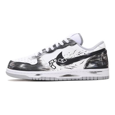 Nike Große Abriebfeste Atmungsaktive Low-Top Skateboard-Schuhe Herren Schwarz Weiß 355152-106(Team804-)
