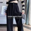 Petite Narrow Fleece-Lined High-Waisted Wide-Leg Pants for Women - 2025 Autumn/Winter Small Size Straight-Leg Chenille