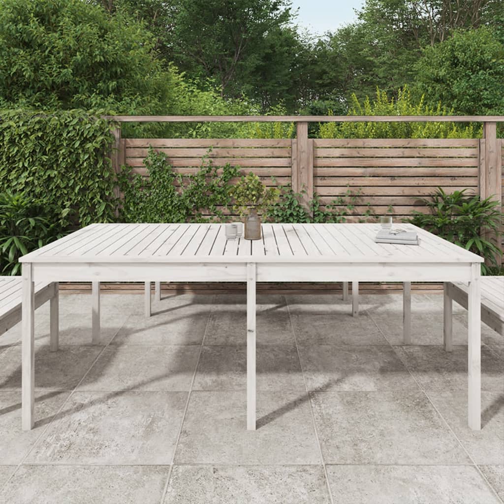 Vidaxl Stół Ogrodowy, Biały, 203,5X100X76 Cm, Lite Drewno Sosnowe