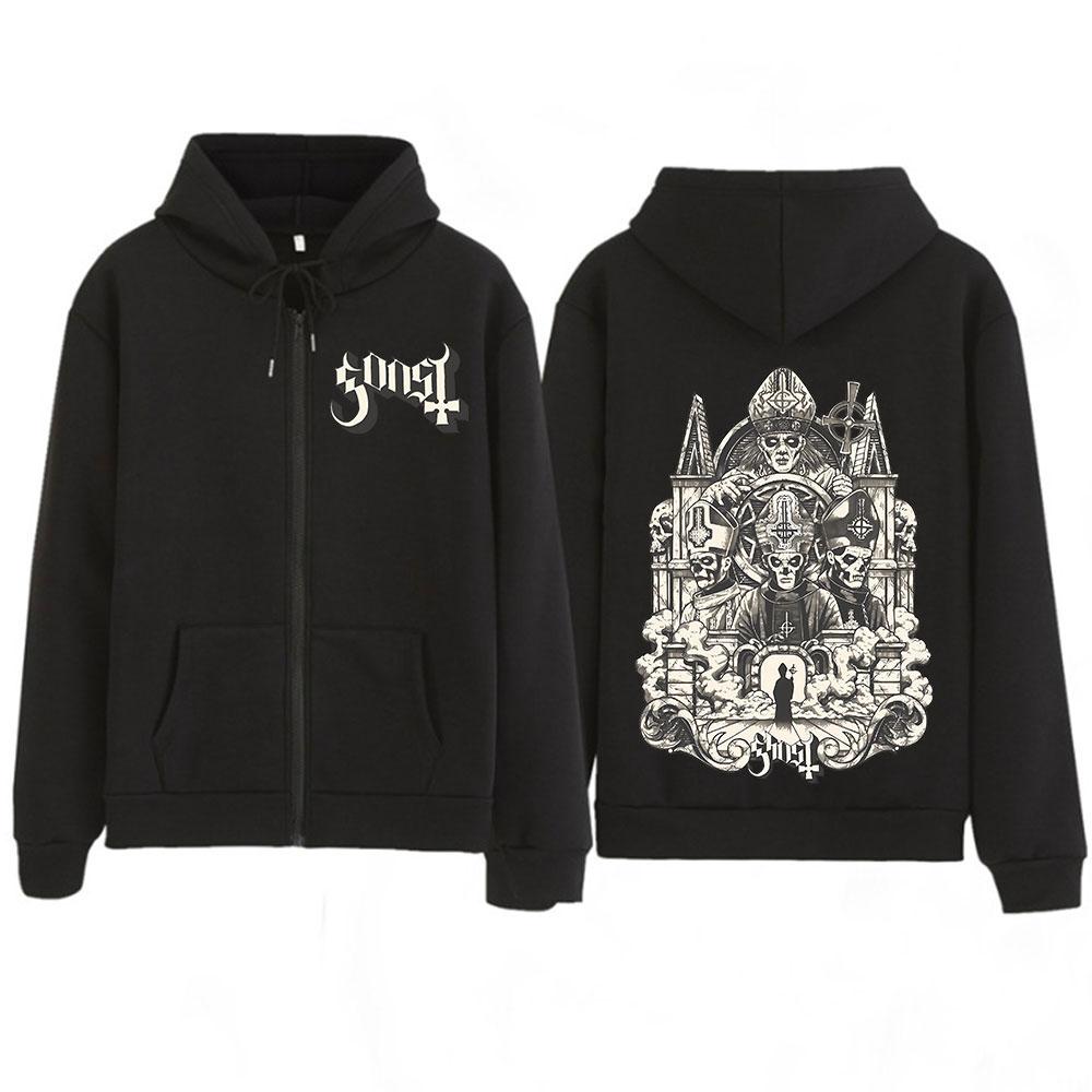 Ghost Skeletour World Tour Album Harajuku Zipper Hoodies Unisex Gothic Oversized Zip Up Sweatshirts Harajuku Hip-hop Coat