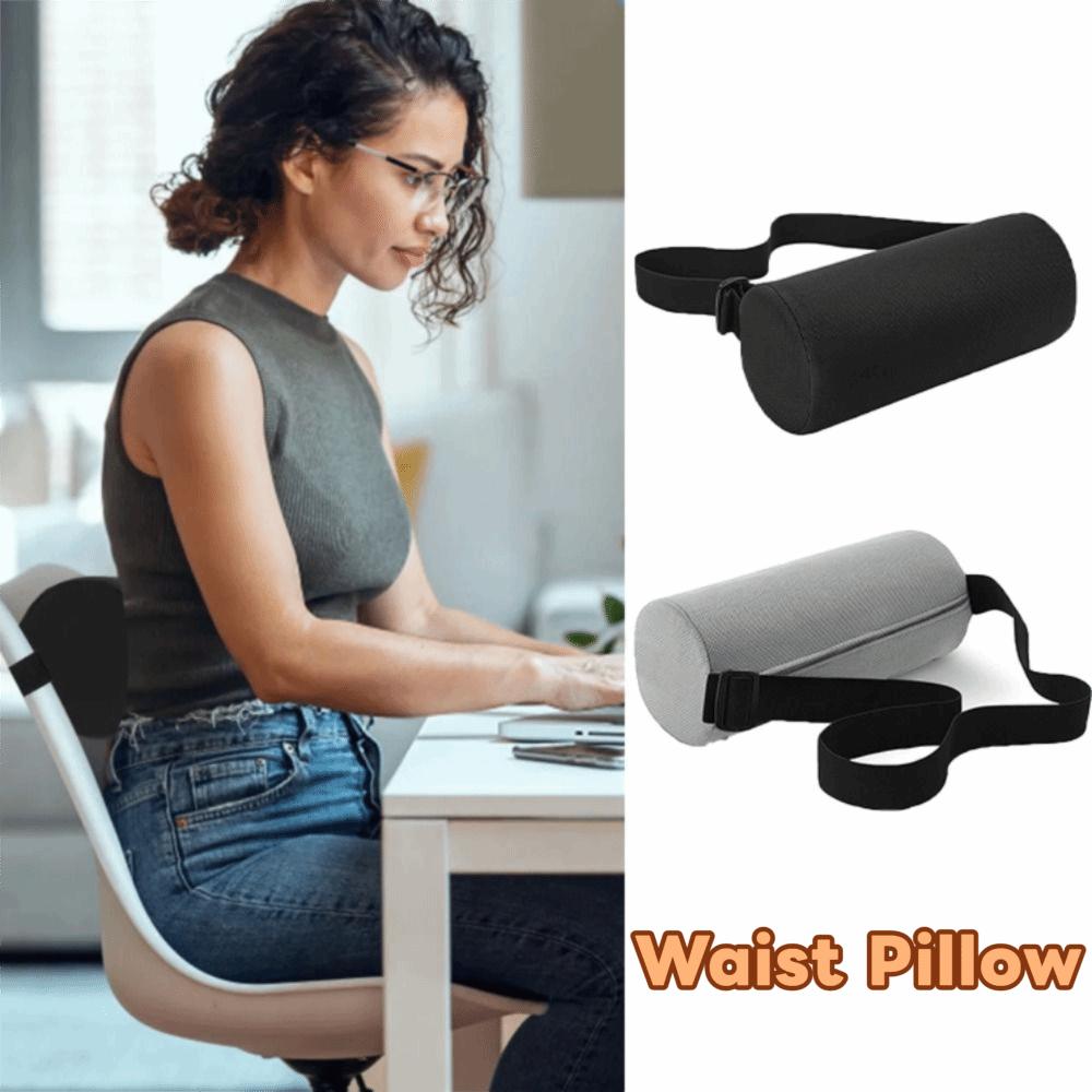 Foam Waist Pillow Cylinder Ergonomic Lumbar Support Cushion Slow Rebound with Straps Auto Seat Back Cushion Chair