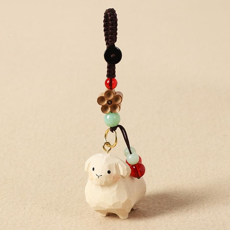 Handmade Wooden Lamb ornaments Animal Keyring Decorative For key Backpacks Gift
