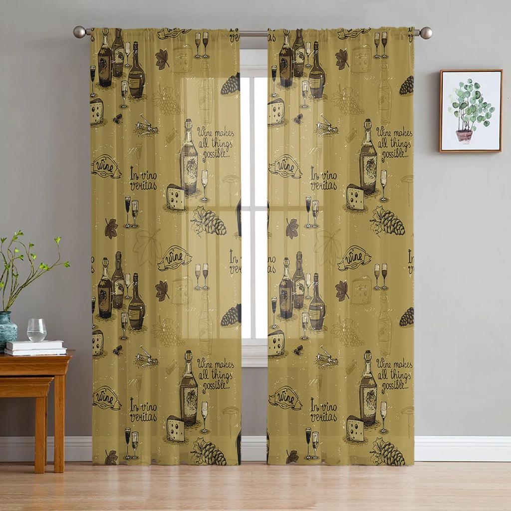 Vineyard Fruit Grape Tulle Curtains Living Room Bedroom Voile Curtain Children Organza Window Drapes Sheer Made Of Polyester Area Treatment