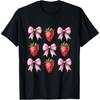 Cute Pink Bow Coquette Strawberry T-Shirt