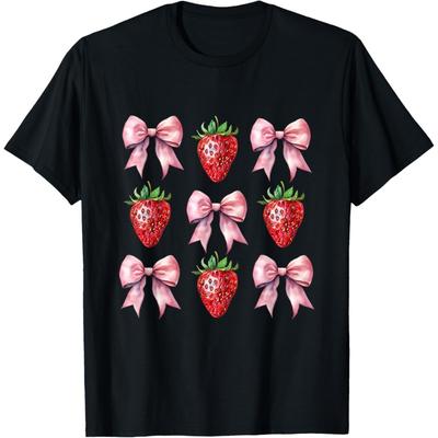 Schattig Roze Strik Coquette Aardbei T-shirt
