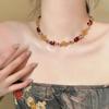 Colorful Dopamine Beaded Woven Flower Necklace, 2026 New Clavicle Chain