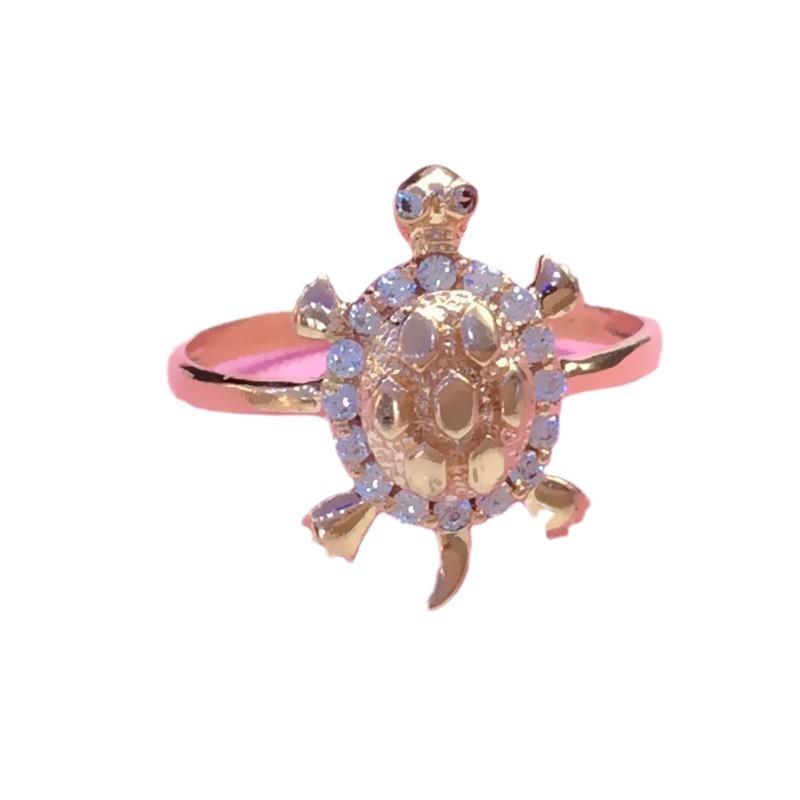 Paars Goudkleurig Rose Goud Ingelegd Zirkonia Schildpad Ring Vol Met Diamanten, Eenvoudige Stijl Persoonlijkheid, Schattige Open Ring