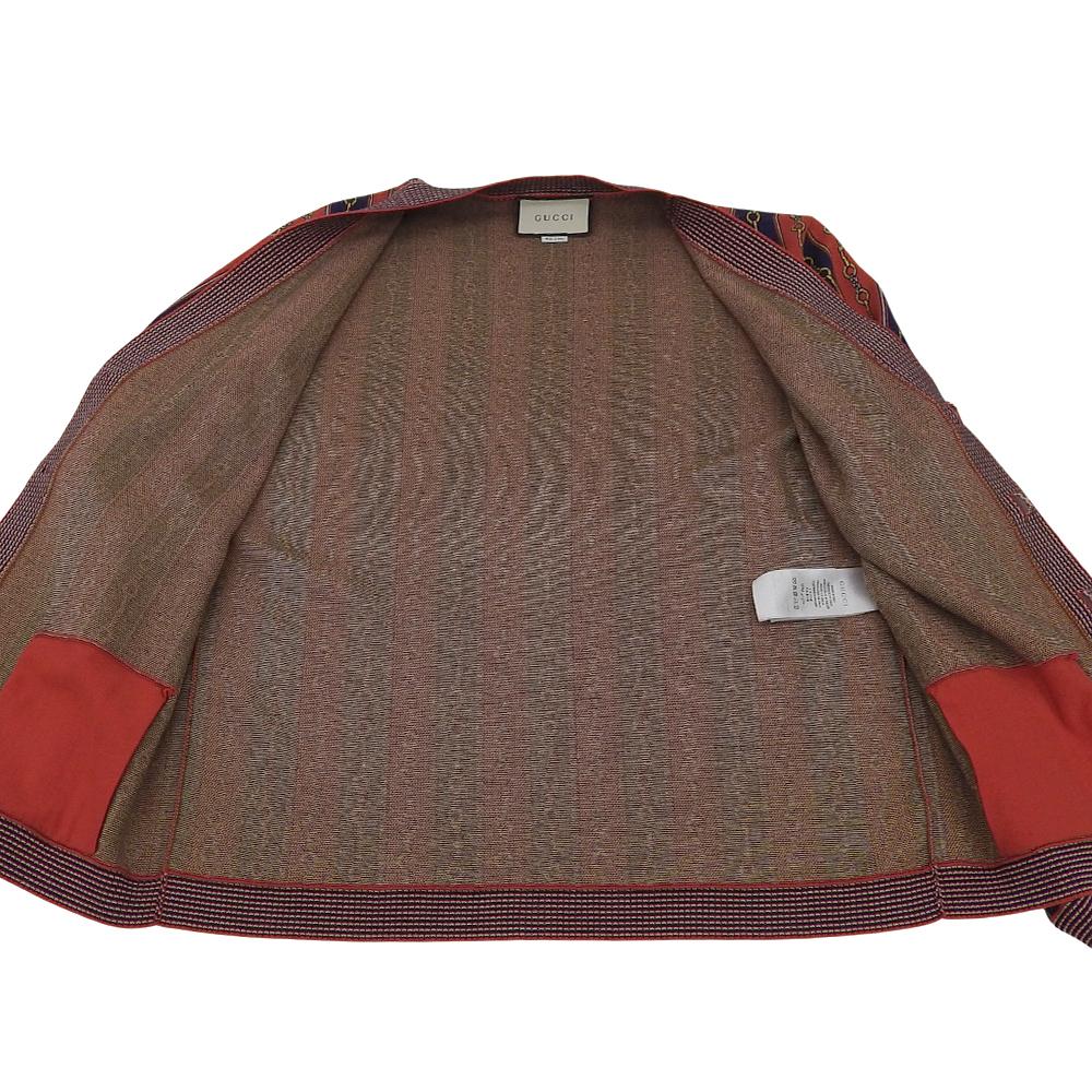 Gucci Excellent Condition Horsebit Chain Cashmere Blend Cardigan for Men, Red/Blue, Size M, 572622, Red/Blue Tops M Red/BlueUsed