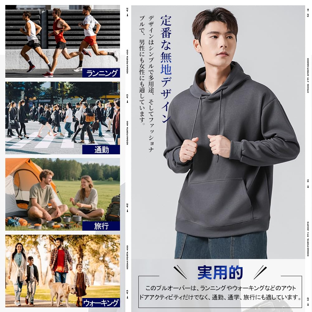 FUZHIHUA Plus Loose Fit Pullover Popular Long Solid Unisex Men's Hoodie, Size, Sweatshirt, Spring/Autumn Clothing, Sleeve, Color, Stylish, Casual,