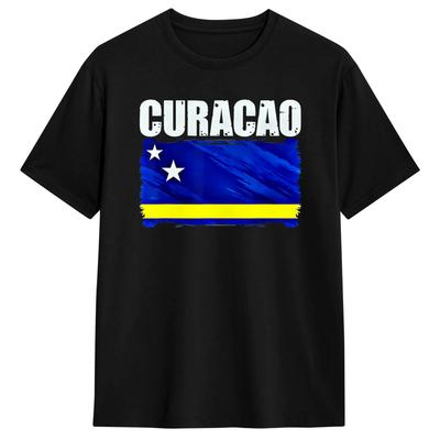 Casual T Shirt Beach Curacao Flag Inspired Motivational Quote Design Novelty T Shirts  Cotton Tshirt Short Sleeve Tops