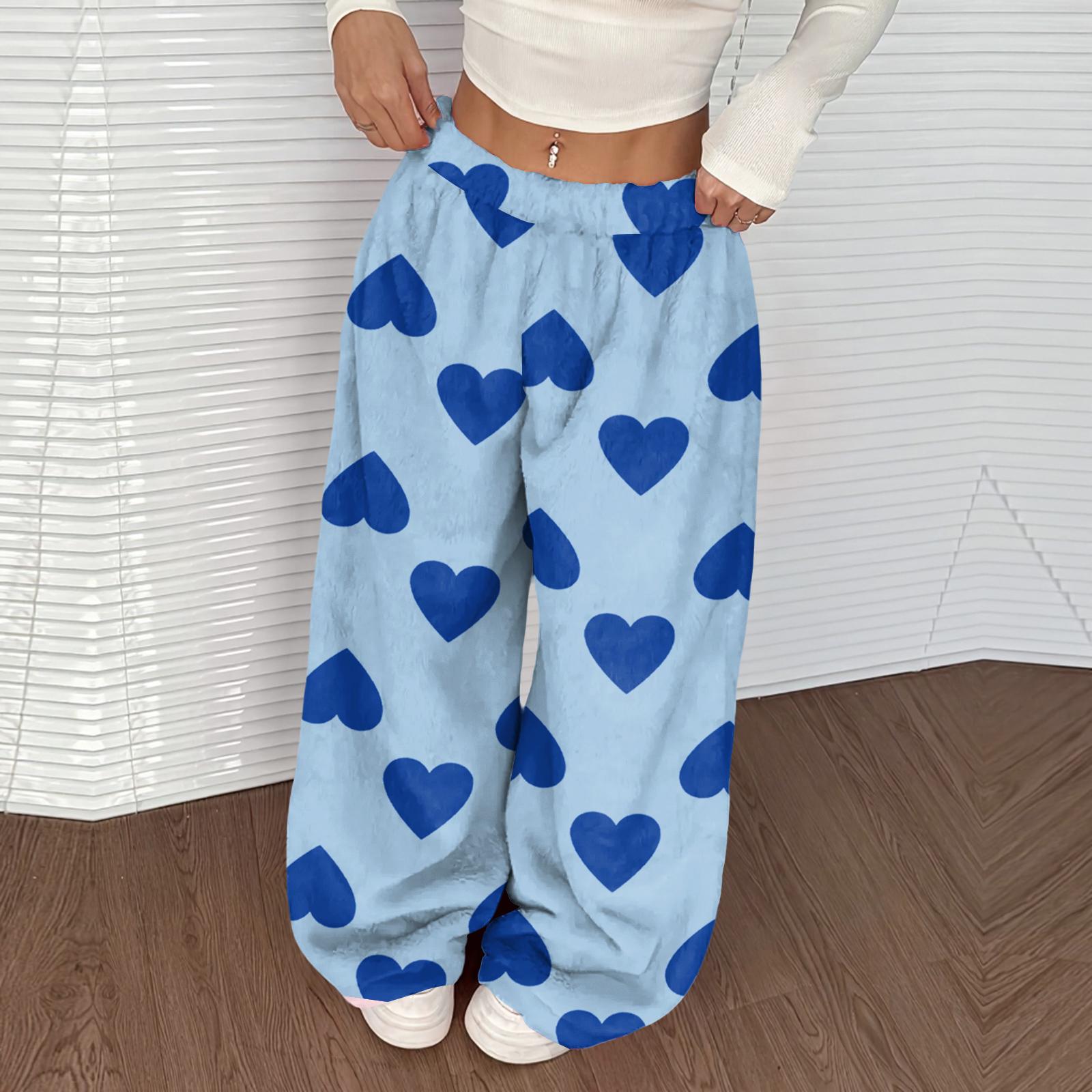 

Женские повседневные и модные брюки с принтом, эластичной талией, свободными широкими штанинами L синий