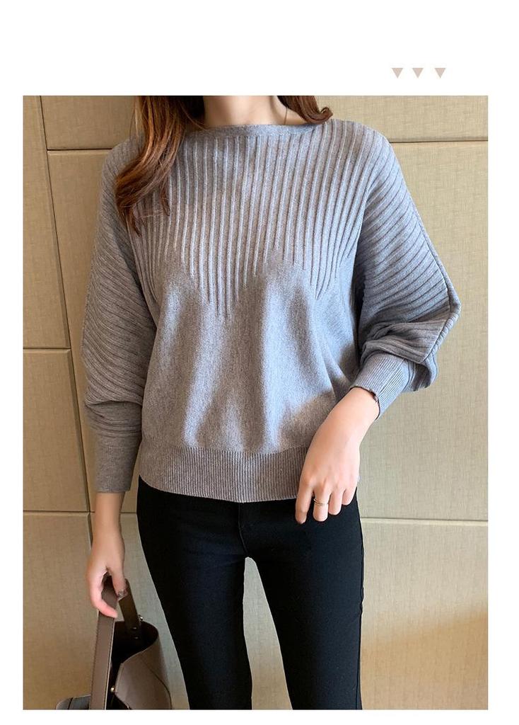 2021 Japan Korea Batwing Sleeve Women's Knitwear: Autumn/Winter Long Sleeve Loose Pullover Sweater