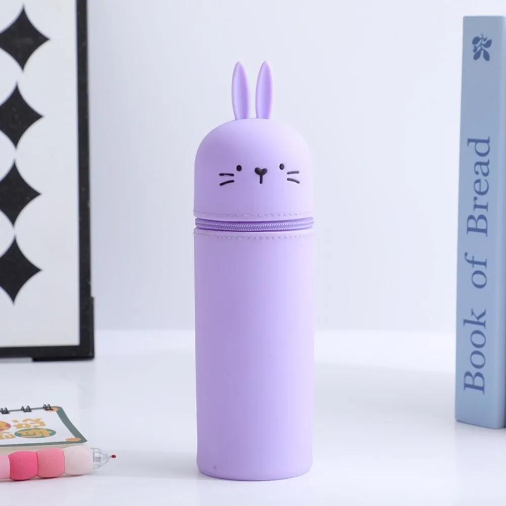 Cartoon Foldable Pen Case Dirt Resistant Silicone Pen Container Cute Animal Piggy Frog Rabbit Pencil Holder for Students