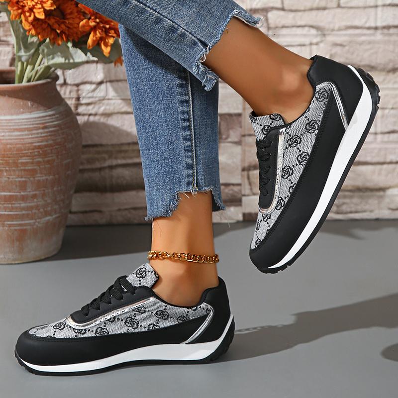 Fashion Fashion Print Platform Sneakers for Women 2025 Spring Casual Comfy Walking Shoes Woman Lightweight Non Slip Lace Up Sports Shoes
