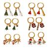 Cartoon Creative Christmas Series DIY Christmas Tree Pendant Earrings Stainless Steel Gold Plated Fashion Earrings