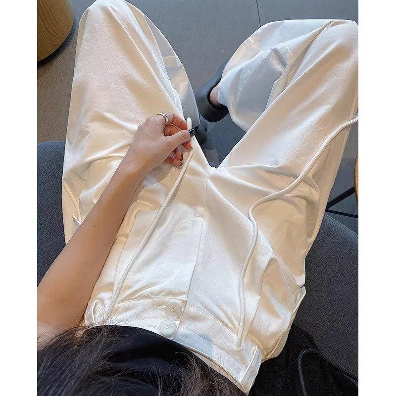 2025 Dámské korejské trendy volné ležérní letní kalhoty se širokými nohavicemi