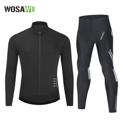 Mens Cycling Jersey Pants Set - Slim Fit Quick Dry Long Sleeve Outdoor Bike Riding Outfit