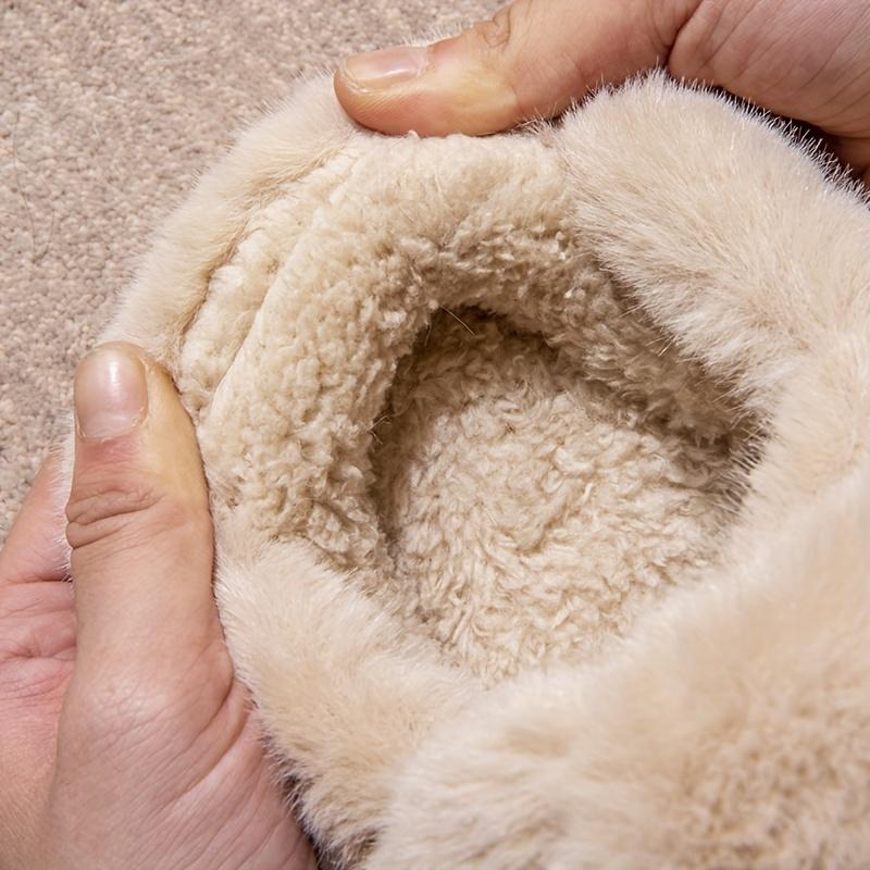 Plush Slip-On Slippers with Plush Lining & Arch Soft Plush Indoor House Shoes