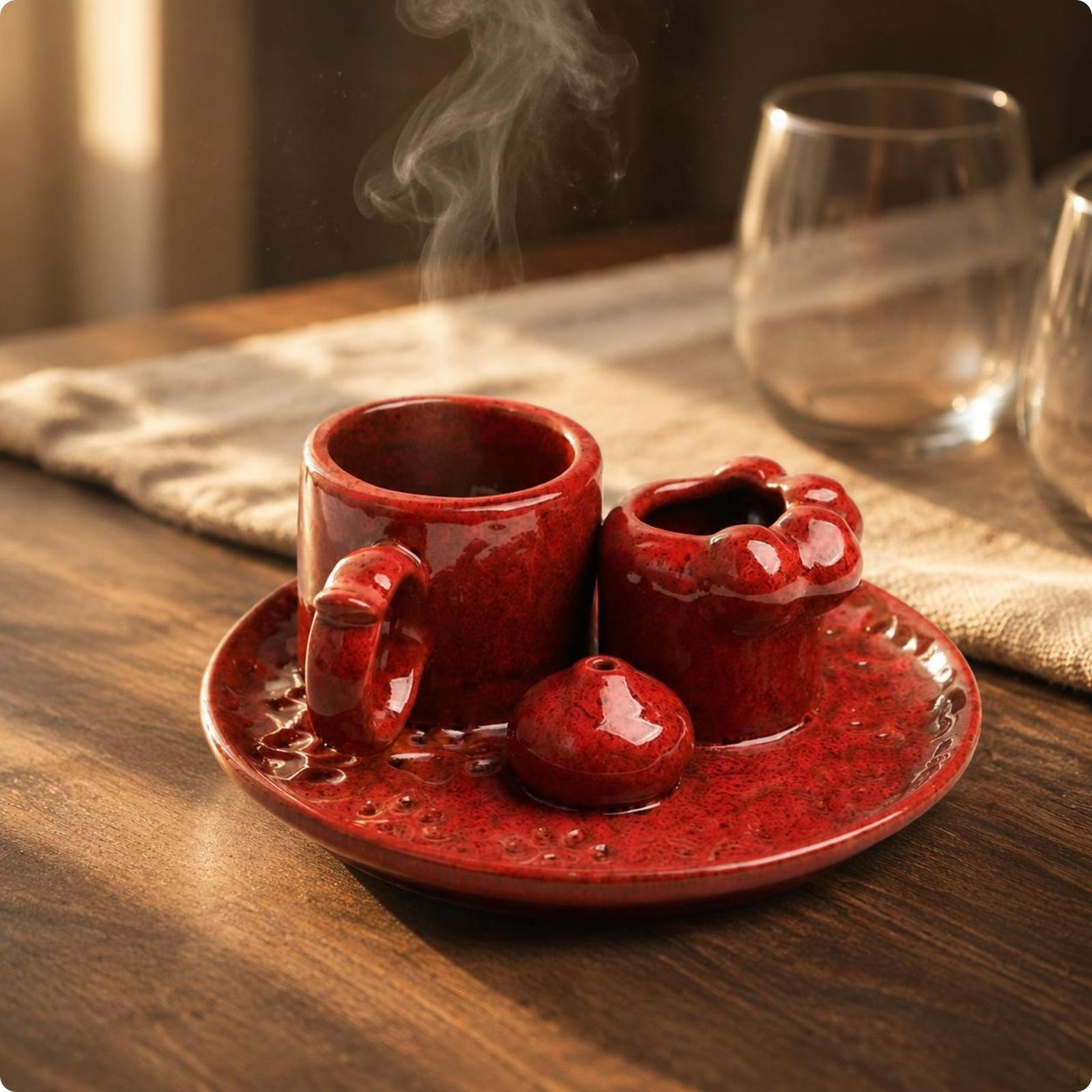Ceramic Incense Burner Holder MultiUse Tabletop European Style Candle красный