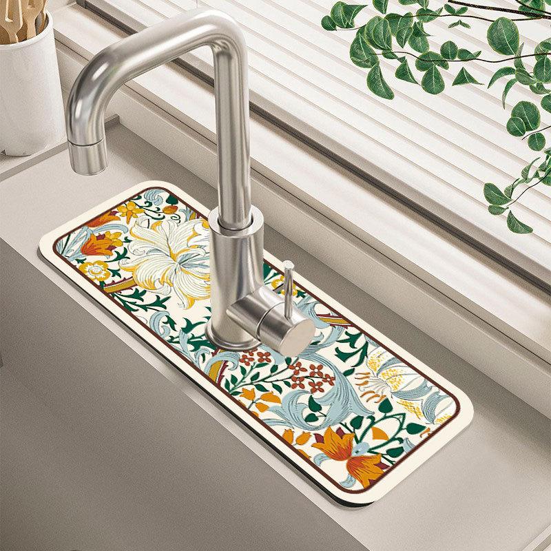 Classic Sink Faucet Drain Pad Table Mat Toilet Diatom Mud Absorbent Pad Non-slip Anti-mildew Mat for Kitchen Countertop Dining