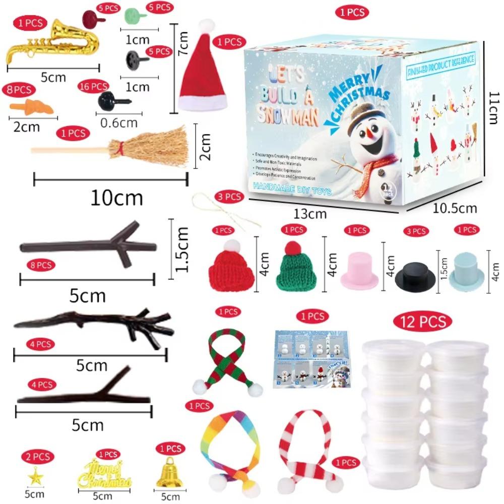 With Carrot Noses Clay DIY Snowman Kit Hands-on Ability Mini Snowman Craft Kit  Christmas