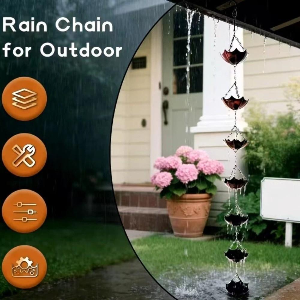 Japanese Style Rain Chain for Gutters 7 Cups Eaves Water Drainage Chain Outdoor Garden