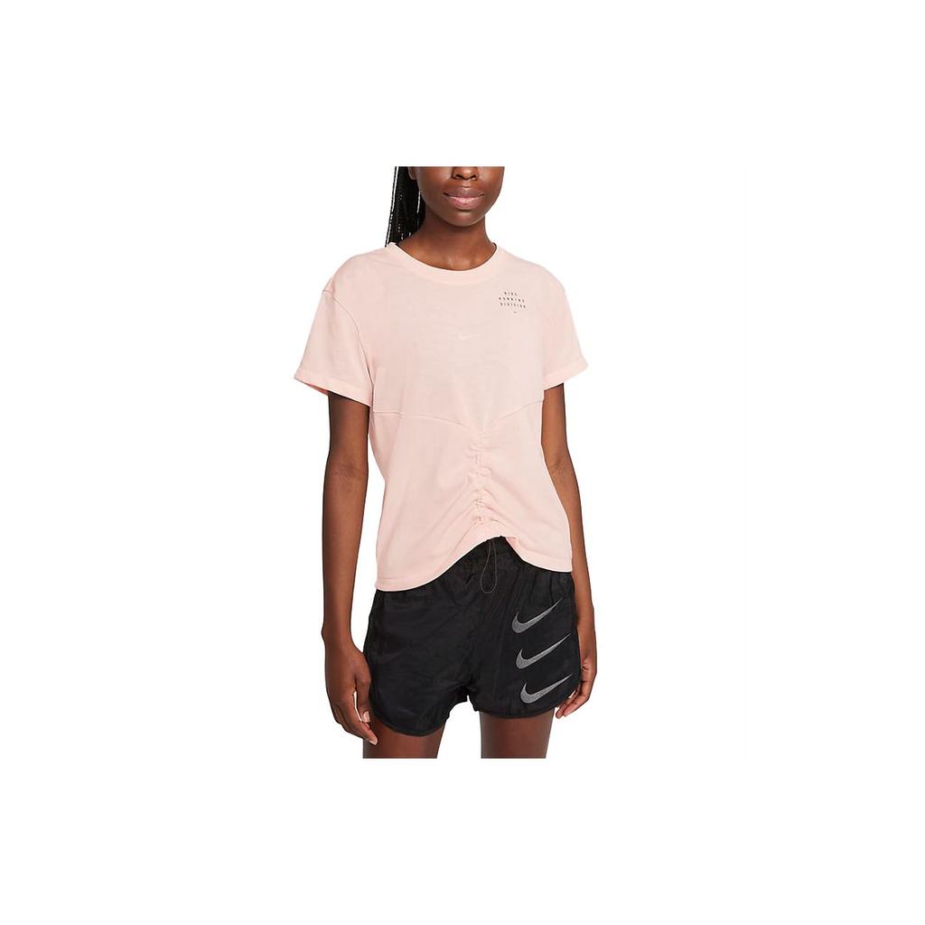 Nike Dri-FIT Run Division Reflective Logo Printed Running T-Shirt Short Sleeve Women Tops Coral DD5316-864