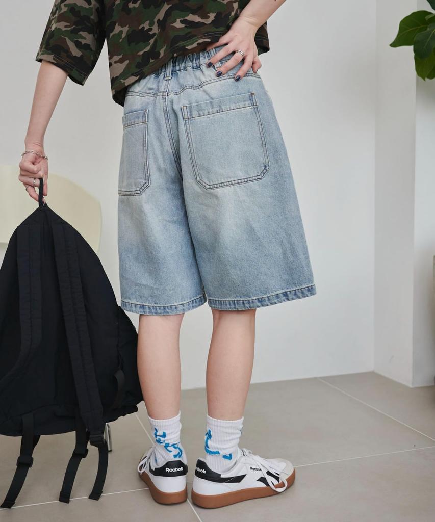 WEGO Vintage Wash Denim Light Denim Women's Shorts, Medium,