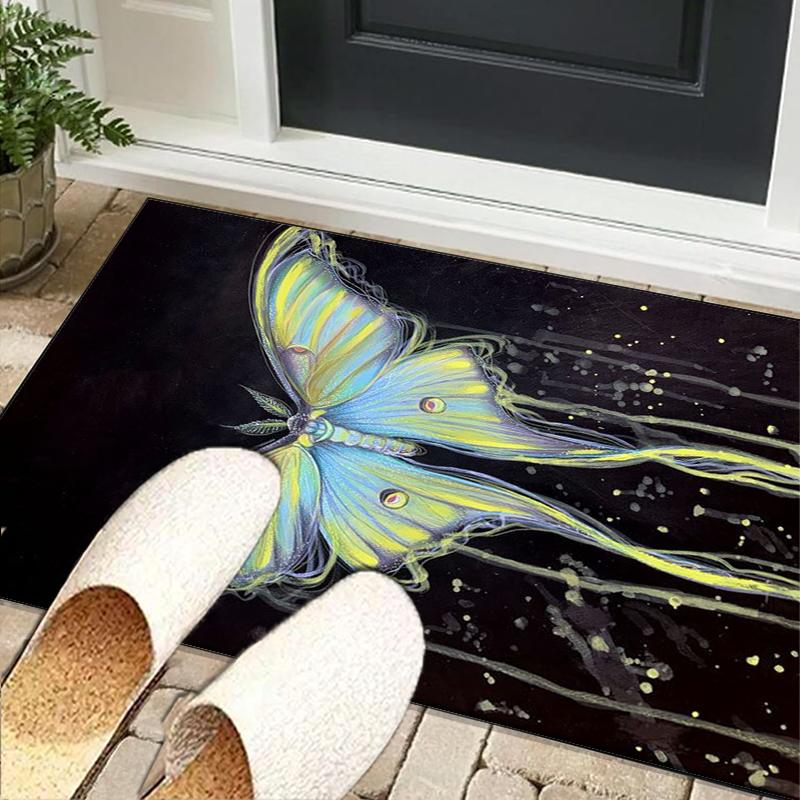 Gothic Moth And Skulls Office Rug Chair Mat, Entryway Carpet, Suitable for Front Door, Bedroom, Living Room, Desk, Holiday Gift