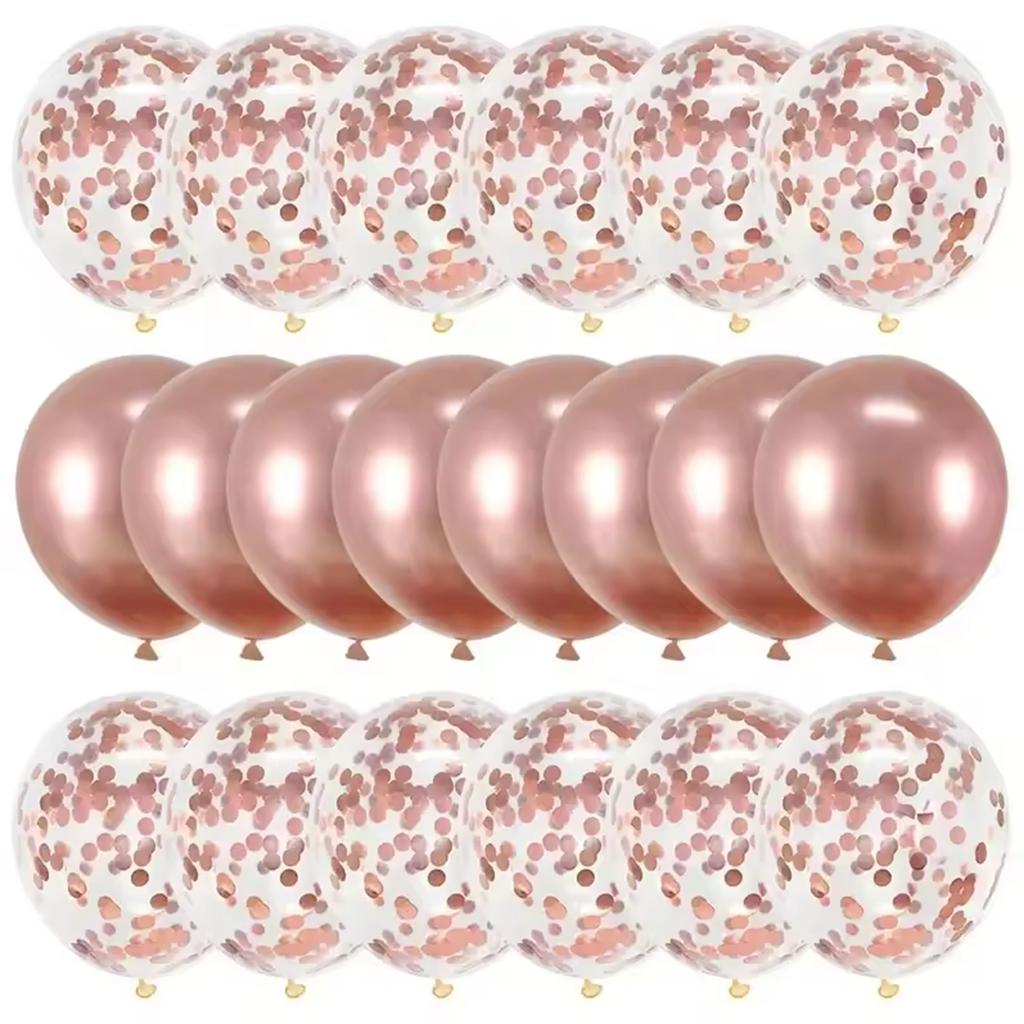 12inch Metal Colored Balloon with Confetti Balloon Set, Suitable for Weddings, Birthdays, Themed Parties, Pre Wedding Parties
